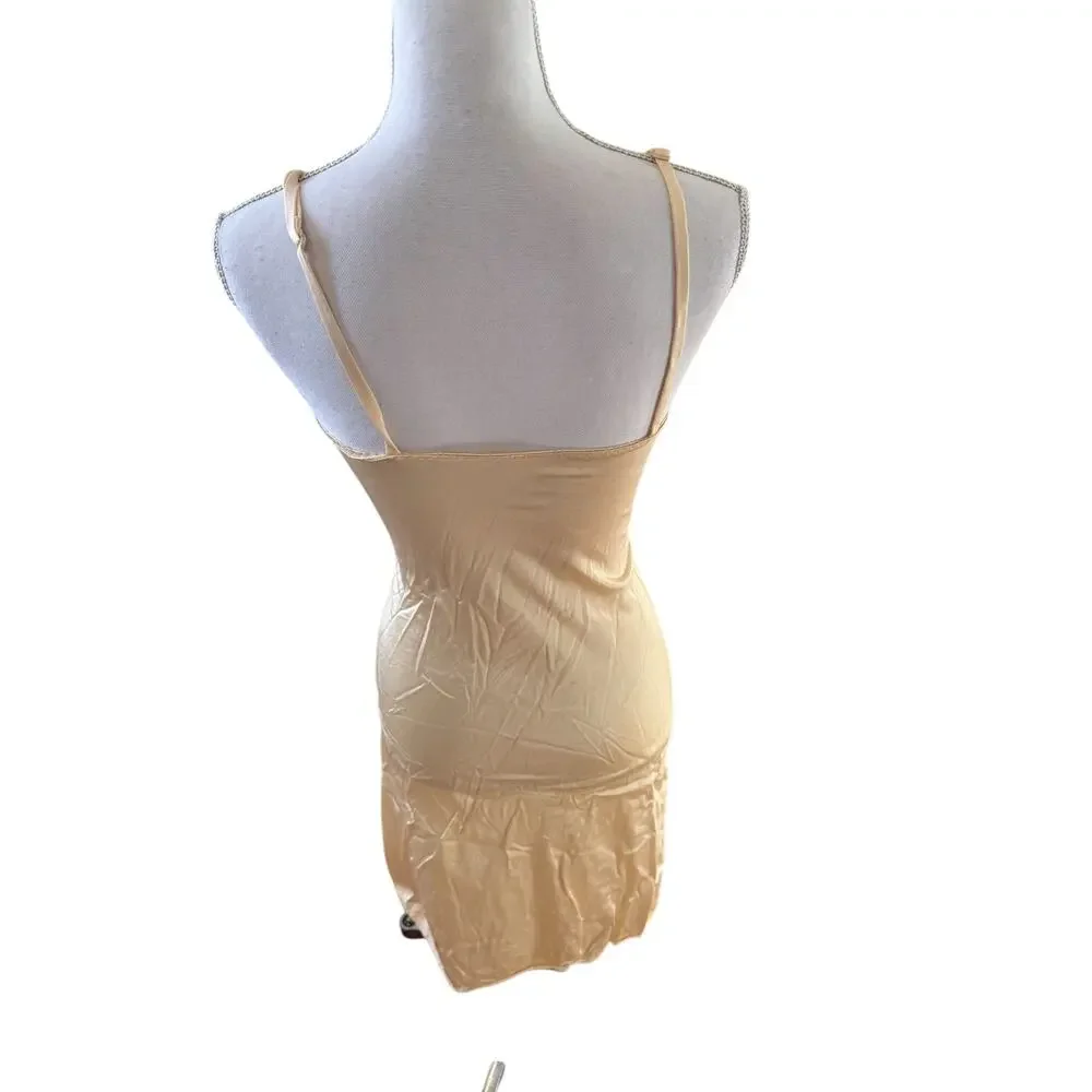 Vintage Lace Trim Full Slip Peachy Beige - Picture 3 of 3